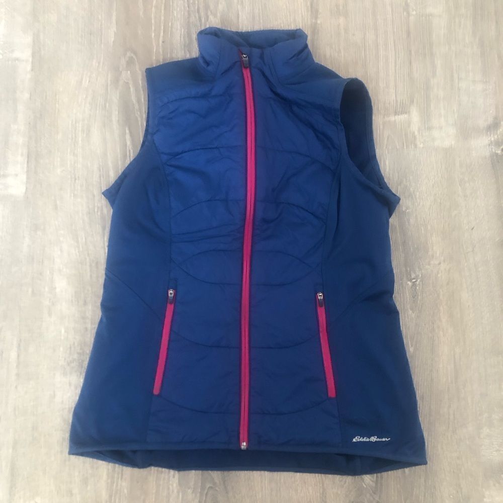 Eddie Bauer Primaloft Full Zip Up Puffer Vest Women's Size Medium Blue Polyester